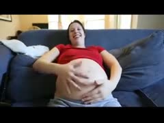 Fun dilettante preggo fetish movie scene featuring a knocked up bitch rubbing her giant stomach - ZeusPorn 